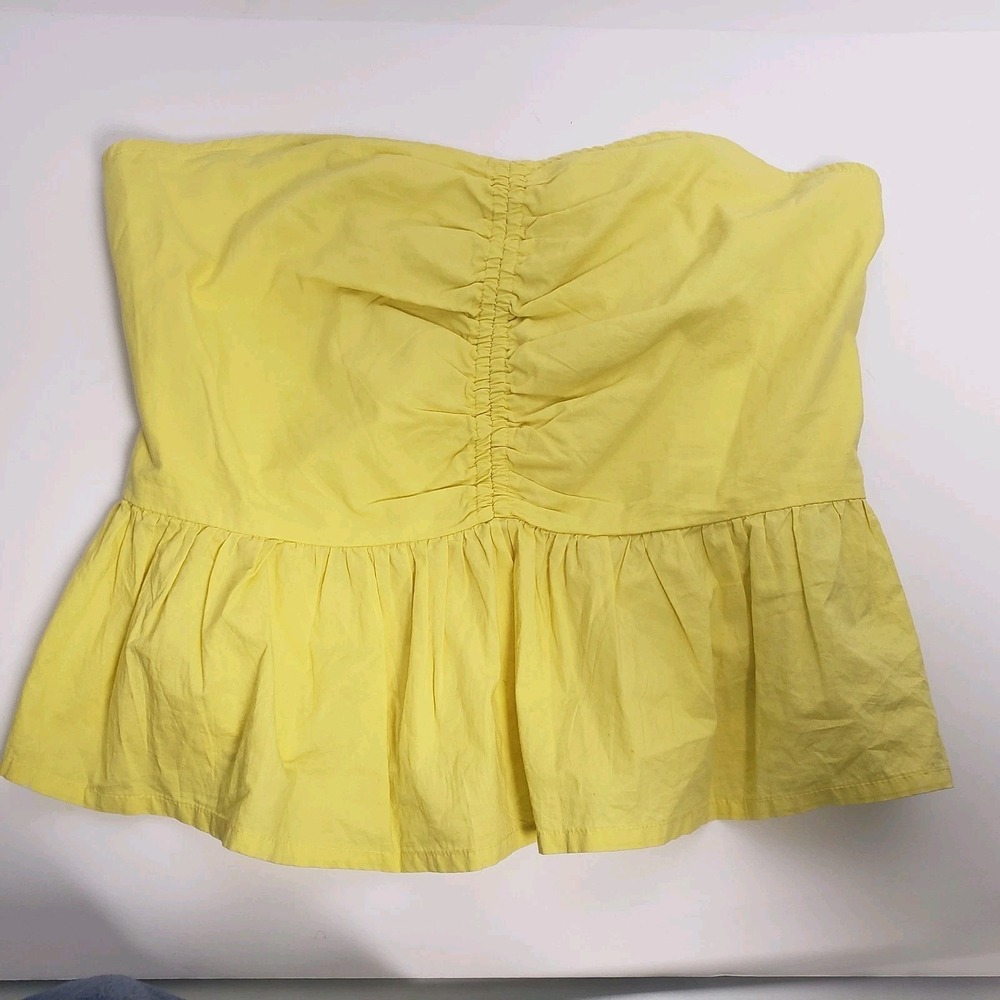 Maeve By Anthropology Top Womens Size 10‎ Yellow Peplun Sweatheart Neck New